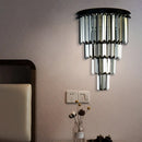 GobekUsa Modern Clear/Amber Layered Wall Light Sconce with Crystal Accents - 2-Light Wall Mounted Lamp for Living Room