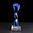 GobekUsa Blue Glass Twisted Column Trophy - Customize Competition Prize