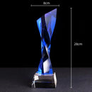 GobekUsa Blue Glass Twisted Column Trophy - Customize Competition Prize