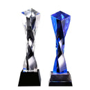 GobekUsa Blue Glass Twisted Column Trophy - Customize Competition Prize