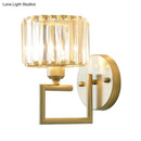 GobekUsa Modern Clear Crystal Block Wall Sconce Light with Gold Finish – Ideal for Bedroom Lighting