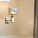GobekUsa Modern Clear Crystal Block Wall Sconce Light with Gold Finish – Ideal for Bedroom Lighting