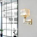 GobekUsa Modern Clear Crystal Block Wall Sconce Light with Gold Finish – Ideal for Bedroom Lighting