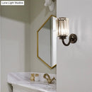GobekUsa Modern Clear Crystal Drum Wall Lamp with Metal Curved Arm - Black Sconce Light Fixture