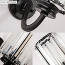 GobekUsa Modern Clear Crystal Drum Wall Lamp with Metal Curved Arm - Black Sconce Light Fixture