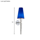 GobekUsa Modern Clear Crystal Glass Cone Wall Sconce Light, 1 Head Blue Lighting Fixture, 19"/26.5" Tall