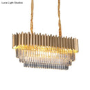 GobekUsa Modern Clear Crystal Prisms Pendant Lamp - Oval Shape, 8 Heads, Gold Finish - for Dining Room and Kitchen Island Lighting