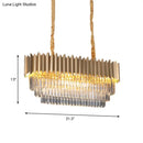GobekUsa Modern Clear Crystal Prisms Pendant Lamp - Oval Shape, 8 Heads, Gold Finish - for Dining Room and Kitchen Island Lighting