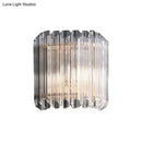 GobekUsa Modern Clear Crystal Wall Sconce - Half Drum Bedroom Light Fixture with 1 Light Simplicity