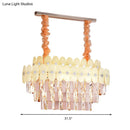 GobekUsa Modern Clear Crystal Island Chandelier - 12 Light Oval Pendant for Dining Room