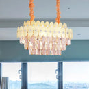 GobekUsa Modern Clear Crystal Island Chandelier - 12 Light Oval Pendant for Dining Room
