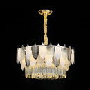 GobekUsa Modern Clear Crystal Leaf Pendant Chandelier - Stylish Suspension Light for Living Room