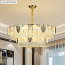 GobekUsa Modern Clear Crystal Leaf Pendant Chandelier - Stylish Suspension Light for Living Room