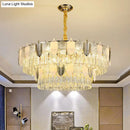GobekUsa Modern Clear Crystal Leaf Pendant Chandelier - Stylish Suspension Light for Living Room