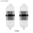 GobekUsa Modern Clear Crystal Prism Wall Sconce Light with Metal Square Backplate in Black, 1/2-Pack
