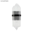 GobekUsa Modern Clear Crystal Prism Wall Sconce Light with Metal Square Backplate in Black, 1/2-Pack