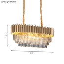 GobekUsa Modern Clear Crystal Prisms Pendant Lamp - Oval Shape, 8 Heads, Gold Finish - for Dining Room and Kitchen Island Lighting
