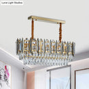 GobekUsa Modern Clear Crystal Tiered Oblong Island Light Fixture - 10 Light Ceiling Pendant