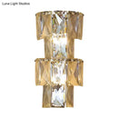 GobekUsa Contemporary Clear Crystal 4-Bulb Tiered Ice Cube Wall Lamp Kit - Modern Sconce Light Fixture