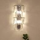 GobekUsa Contemporary Clear Crystal 4-Bulb Tiered Ice Cube Wall Lamp Kit - Modern Sconce Light Fixture