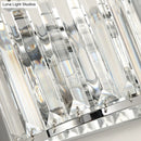GobekUsa Modern Clear Crystal Wall Mounted Light, 2-Bulb Chrome Finish Wall Lamp