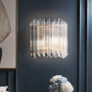 GobekUsa Modern Clear Crystal Wall Sconce - Half Drum Bedroom Light Fixture with 1 Light Simplicity