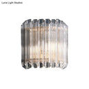 GobekUsa Modern Clear Crystal Wall Sconce - Half Drum Bedroom Light Fixture with 1 Light Simplicity