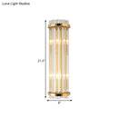 GobekUsa Modern Clear Crystal Wall Sconce Lamp - 2 Lights, Gold Finish - 14"/21.5" Width