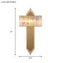 GobekUsa Modern Clear Crystal Wall Sconce with 2 Golden Lights for Bedside - 14.5"/16.5" W Rectangular Wall Lighting Fixture