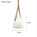 GobekUsa Glass Hanging Lamps Leather Pendant Light Fixture for Kitchen Living Room Bedroom