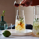Modern clear glass bedside water carafe set with cup for bedroom by Decorbites