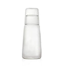 Modern clear glass bedside water carafe set with cup for bedroom by Decorbites