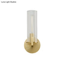 GobekUsa Modern Clear Glass Brass Wall Sconce with Cylinder Design - Perfect for Bedside Lighting
