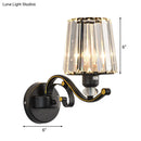 GobekUsa Modern Clear Glass Conic Wall Lamp - 1/2-Bulb Black Sconce Lighting with Crystal Decor