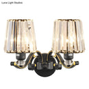 GobekUsa Modern Clear Glass Conic Wall Lamp - 1/2-Bulb Black Sconce Lighting with Crystal Decor