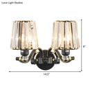 GobekUsa Modern Clear Glass Conic Wall Lamp - 1/2-Bulb Black Sconce Lighting with Crystal Decor