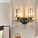 GobekUsa Modern Clear Glass Conic Wall Lamp - 1/2-Bulb Black Sconce Lighting with Crystal Decor