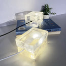 GobekUsa Clear Ice Cube LED Table Lamp for Modern Bedroom Decor