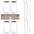 GobekUsa Glass Cup Set with Bamboo Lid: Bubble Tea, Coffee, Wine, Milk Tea Mug.