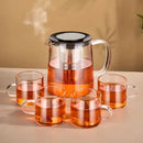 Modern clear glass flower teapot with infuser – kitchen tea set by Decorbites
