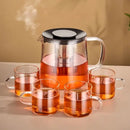 Modern clear glass flower teapot with infuser – kitchen tea set by Decorbites