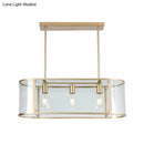 GobekUsa Modern Clear Glass Island Lighting - 3 Head Gold Finish Hanging Lamp Kit for Dining Room