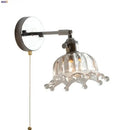 GobekUsa Clear Glass LED Wall Lamp Pull Chain Switch Modern Up Down Rotatable Stair Light Fixtures