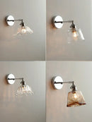 GobekUsa Clear Glass LED Wall Lamp Pull Chain Switch Modern Up Down Rotatable Stair Light Fixtures
