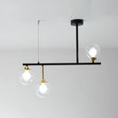 GobekUsa Modern Clear Glass Pendant Light Fixture: 3-Bulb Globe Island Lighting in Black for Dining Room
