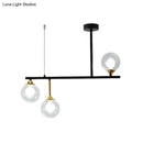 GobekUsa Modern Clear Glass Pendant Light Fixture: 3-Bulb Globe Island Lighting in Black for Dining Room