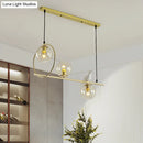 GobekUsa Modern Clear Glass Pendant Light Fixture with White Bird - Global Island Lamp, Gold Trim, 3 Heads