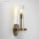 GobekUsa Modern Clear Glass Sconce with Brass Metal Arm and 1 Bulb Wall Light Fixture