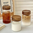 Modern clear glass tea cup with wood lid kitchen coffee jar by Decorbites