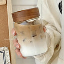 Modern clear glass tea cup with wood lid kitchen coffee jar by Decorbites